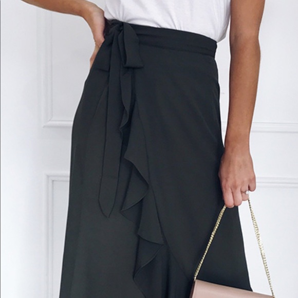 Green Faux Wrap Ruffle Tie Maxi Skirt - Picture 6 of 6